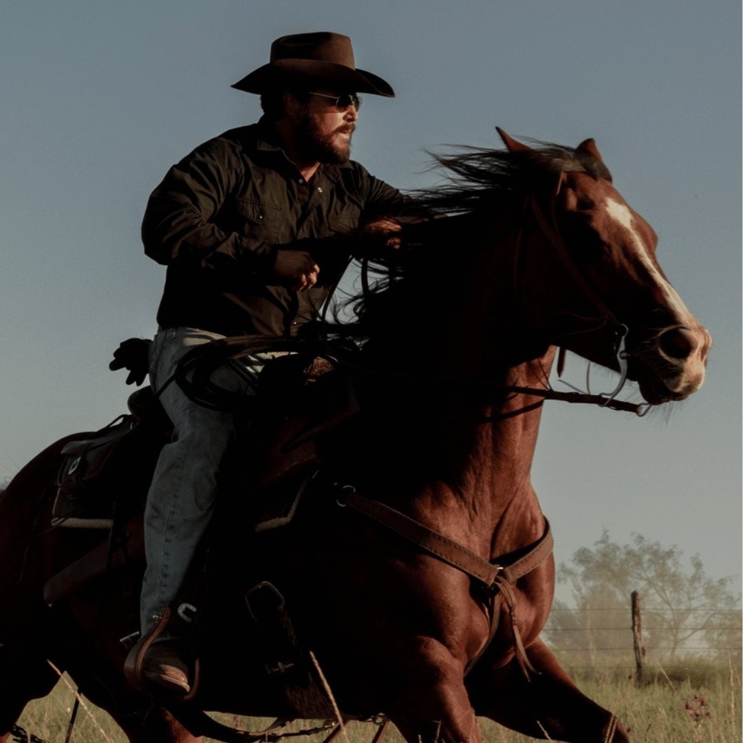 Cola Hauser from Dutton Ranch on horse with Oliver Peoples Clifton Sunglasses